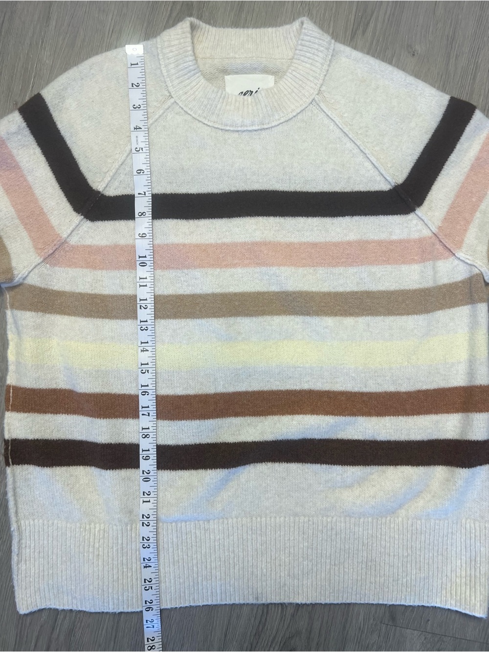 aerie Cream Striped Cowl-Neck Sweater with Pastel Accents | Oversized - Picture 7 of 7